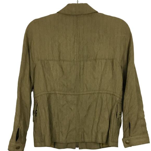 J CREW Safari Full Zip Olive Army Moss Green Jacket Utility Lined Pockets S M - Picture 2 of 6
